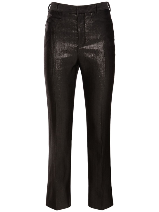 Tom Ford: Lurex wool blend midrise straight pants - Black - women_0 | Luisa Via Roma
