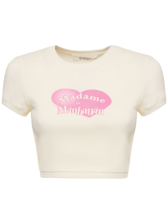Cannari Concept: T-shirt cropped in cotone con stampa - Bianco - women_0 | Luisa Via Roma