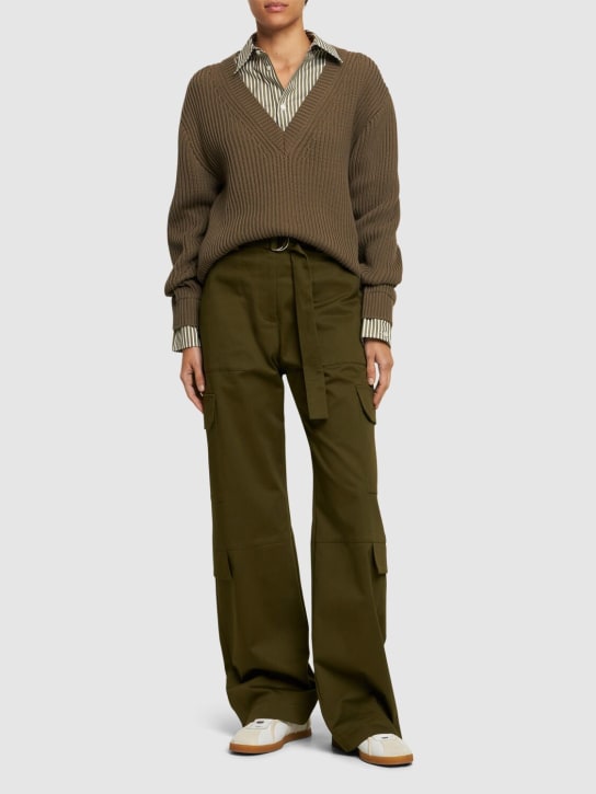 MSGM: Sweater aus Baumwolle mit V-Ausschnitt - Grün - women_1 | Luisa Via Roma
