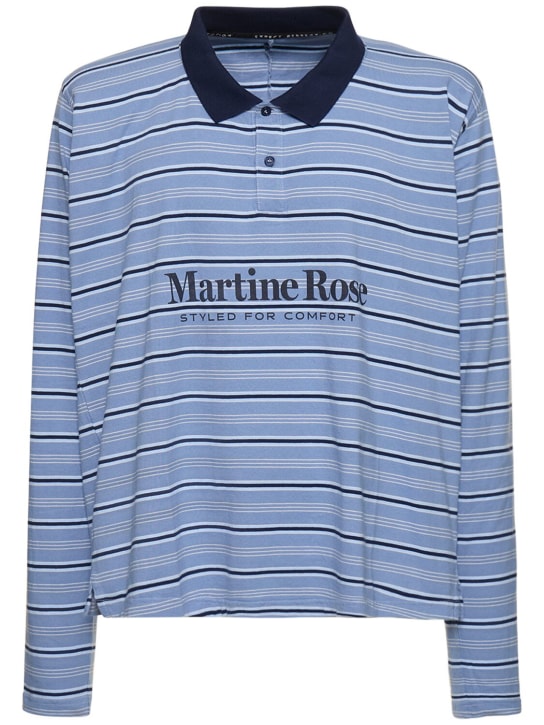 Martine Rose: Logo print cotton jersey l/s polo - men_0 | Luisa Via Roma