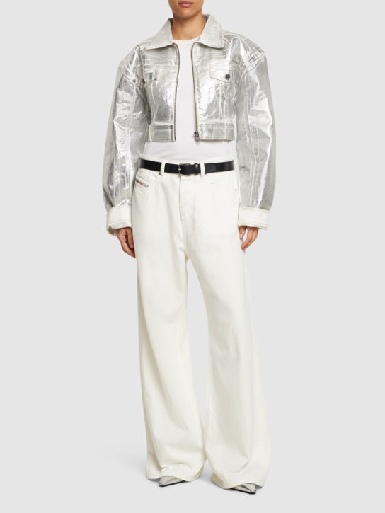 Rotate: Kurze Jacke aus beschichtetem Denim - White Alyssum - women_1 | Luisa Via Roma