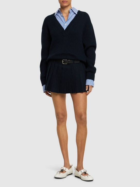 MSGM: Cotton V-neck sweater - Mavi - women_1 | Luisa Via Roma