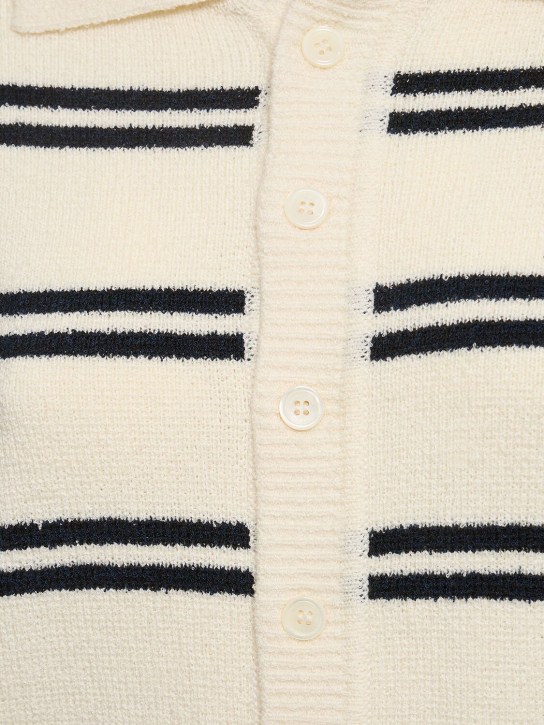 Dunst: Unisex polo knit cardigan - Cream/Navy - women_1 | Luisa Via Roma