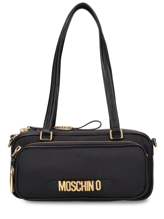 Moschino: Multi-pocket nylon shoulder bag - Black - women_0 | Luisa Via Roma