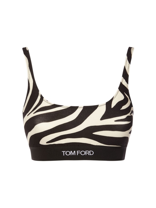 Tom Ford: Logo印花文胸 - 黑色/白色 - women_0 | Luisa Via Roma