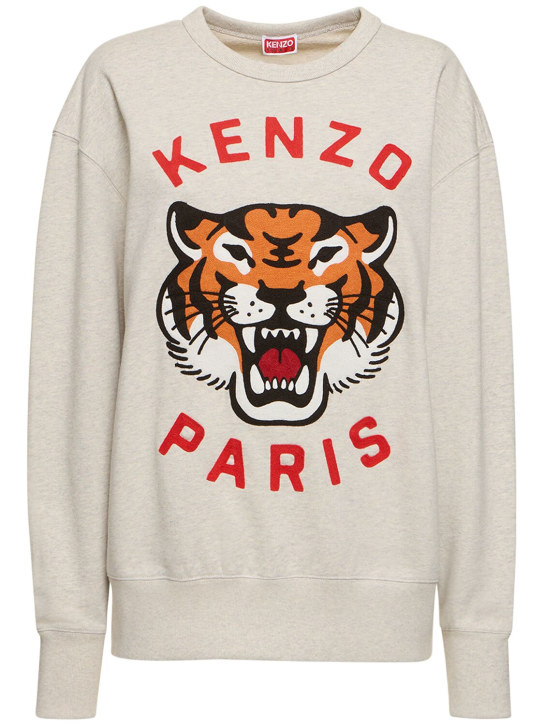 Kenzo Paris: Lucky Tiger 오버사이즈 스웨트셔츠 - 그레이 - women_0 | Luisa Via Roma