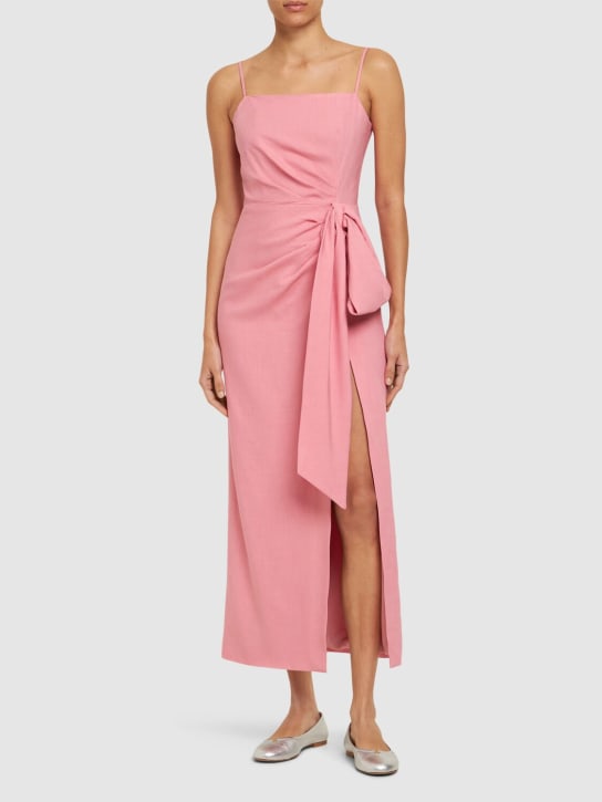 MSGM: Viscose blend midi dress w/bow - Pink - women_1 | Luisa Via Roma