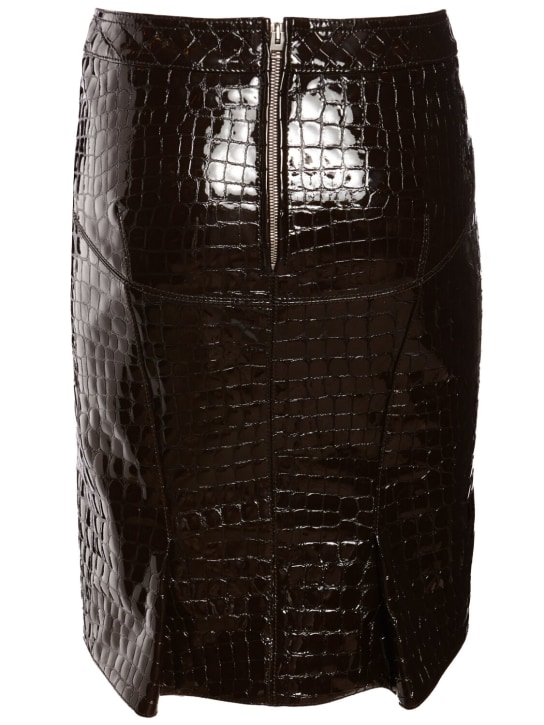 Tom Ford: Glossy croc print leather mini skirt - women_4 | Luisa Via Roma