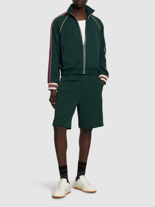 Gucci: Iconic GG tech zip-up sweatshirt - Bottle Green - men_1 | Luisa Via Roma