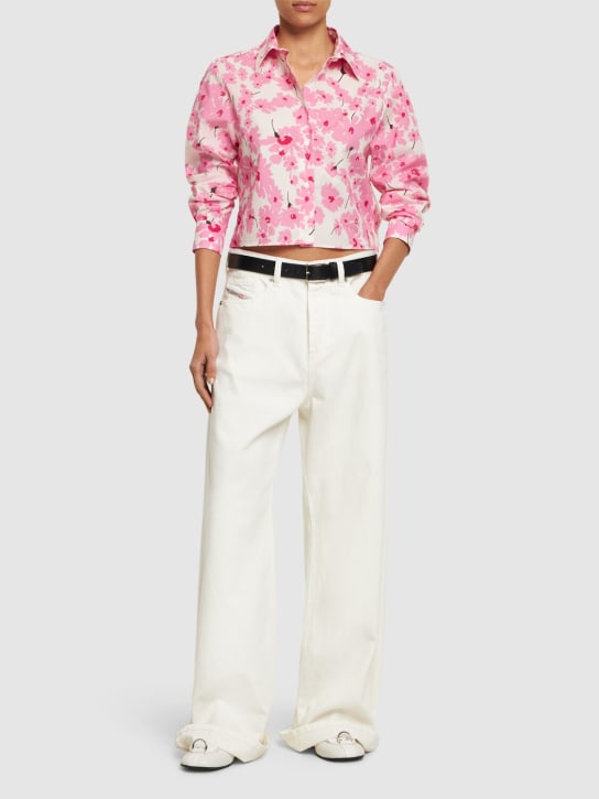 MSGM: Printed cotton shirt - White/Pink - women_1 | Luisa Via Roma
