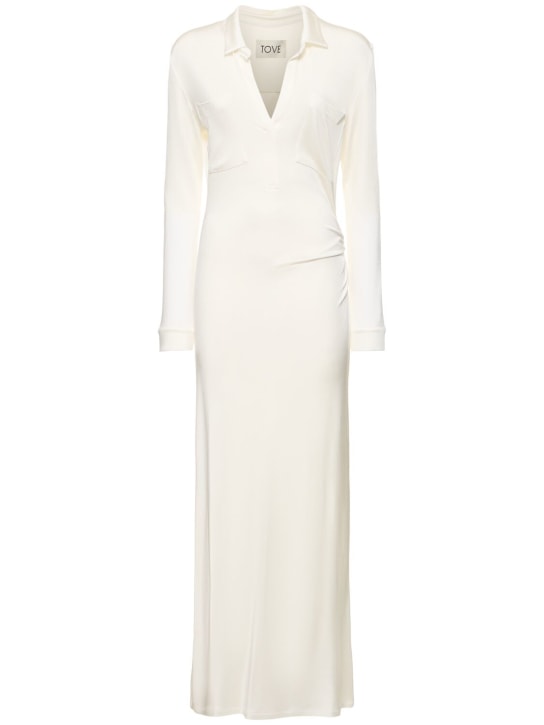 TOVE: Iana viscose jersey l/s long dress - Beyaz - women_0 | Luisa Via Roma