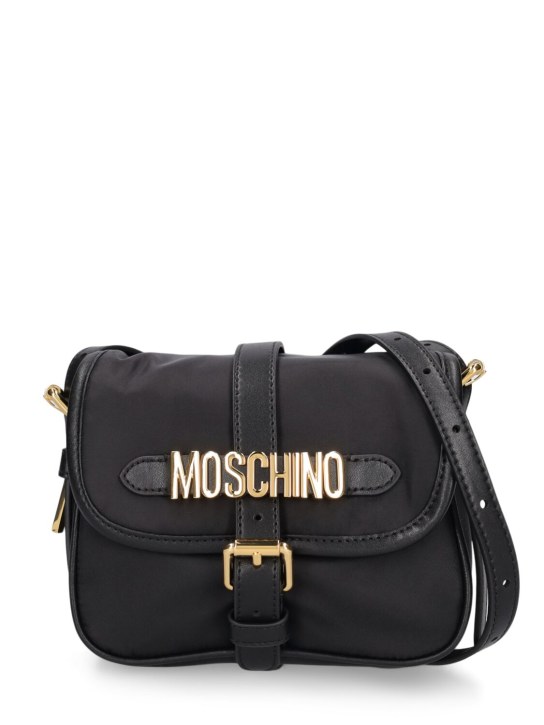 Moschino: Multi-pocket nylon crossbody bag - Black - women_0 | Luisa Via Roma