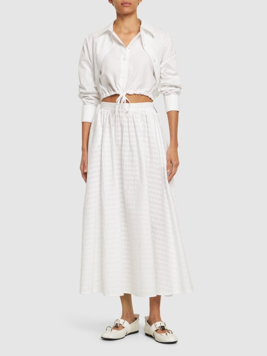 MSGM: Cotton midi skirt - Beyaz - women_1 | Luisa Via Roma
