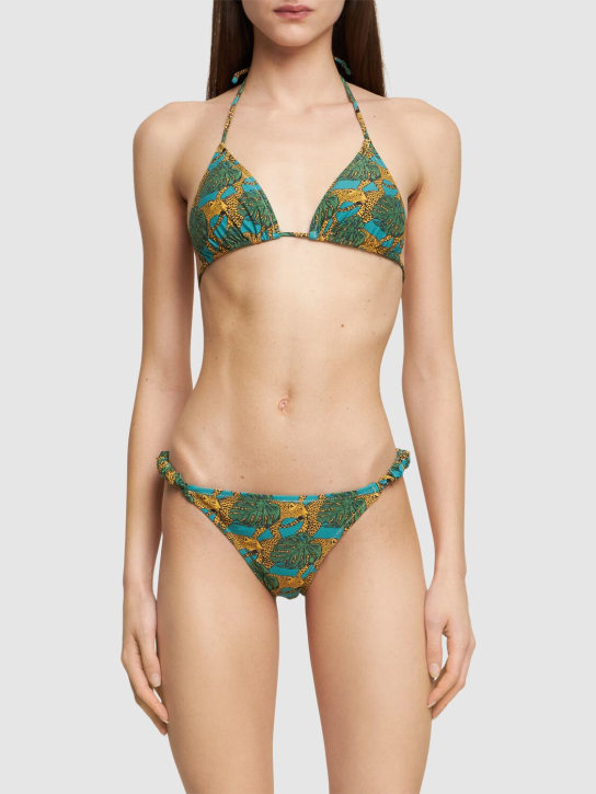 Reina Olga: Scrunchie triangle bikini - Green/Multi - women_1 | Luisa Via Roma