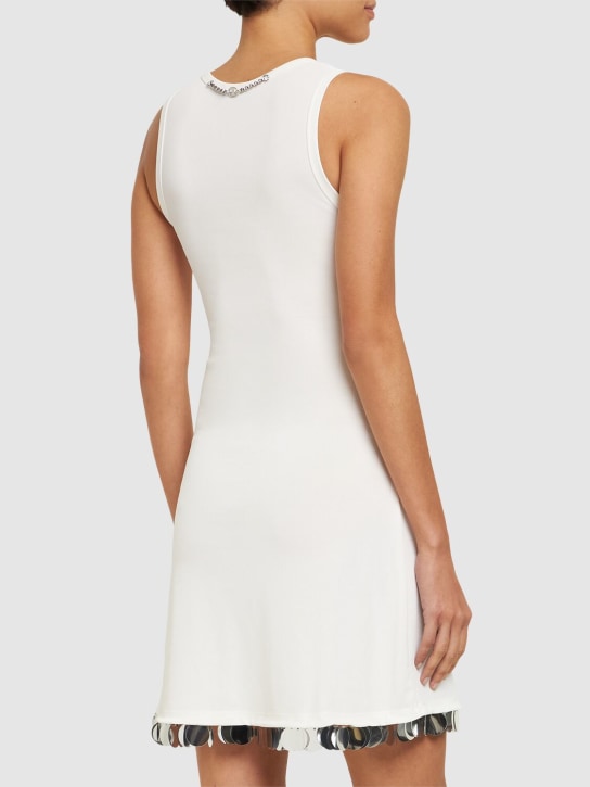 Rabanne: Jersey crepe embellished mini dress - White - women_2 | Luisa Via Roma