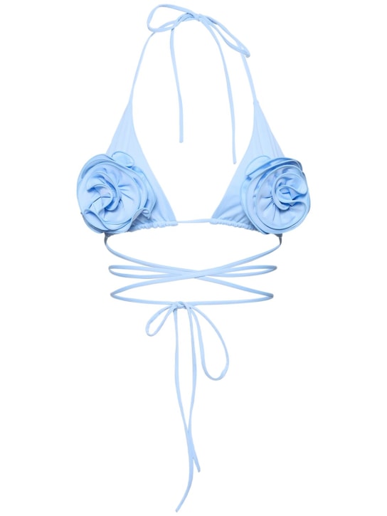 Magda Butrym: Haut de bikini triangle en tissu tech avec fleur - Bleu Clair - women_0 | Luisa Via Roma