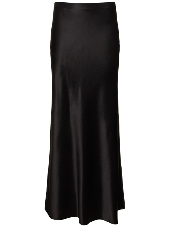 Saint Laurent: 绉纱绸缎长款半身裙 - 黑色 - women_0 | Luisa Via Roma