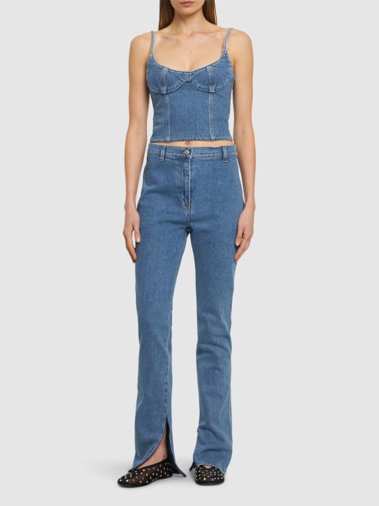 Magda Butrym: Jeans skinny de denim con cintura alta - Azul - women_1 | Luisa Via Roma