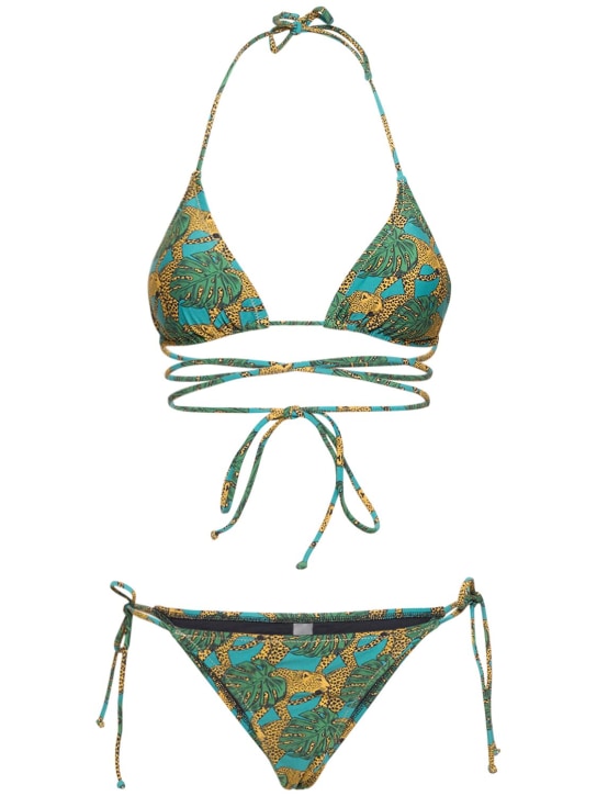 Reina Olga: Miami printed wraparound bikini - Green/Multi - women_0 | Luisa Via Roma