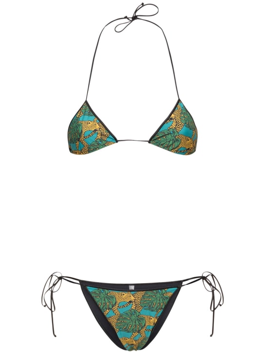 Reina Olga: Printed triangle bikini - Green/Multi - women_0 | Luisa Via Roma