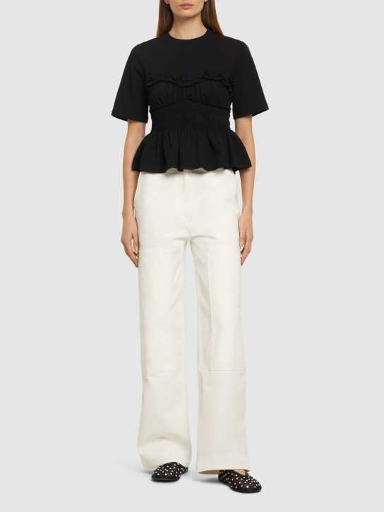 Cecilie Bahnsen: Vilde jersey 3/4 sleeve cotton t-shirt - women_1 | Luisa Via Roma