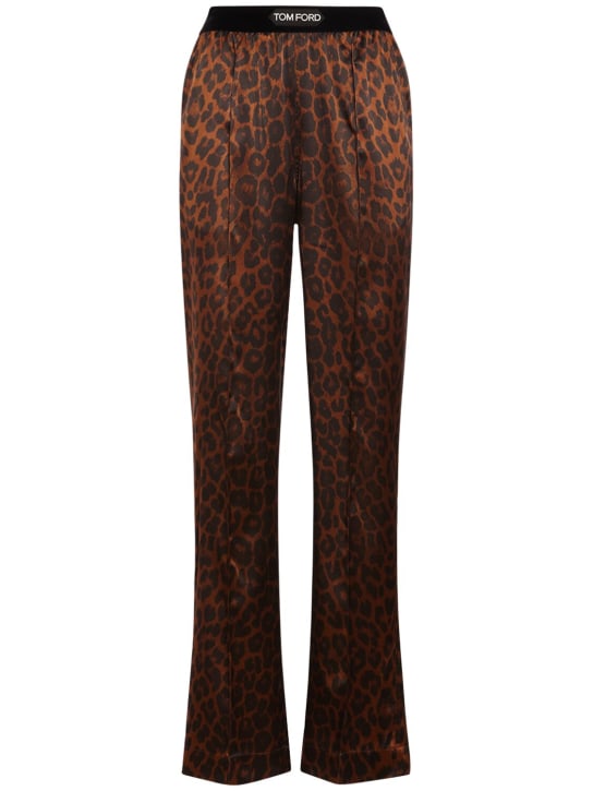 Tom Ford: Pantalones de pijama de satén de seda - Multicolor - women_0 | Luisa Via Roma