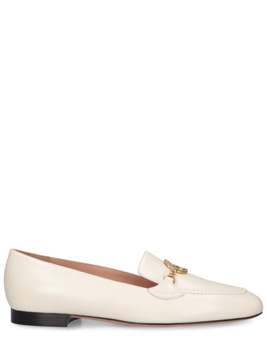 Bally: 10mm Obrien leather loafers - Off White - women_0 | Luisa Via Roma