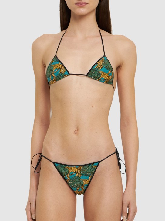 Reina Olga: Printed triangle bikini - Green/Multi - women_1 | Luisa Via Roma