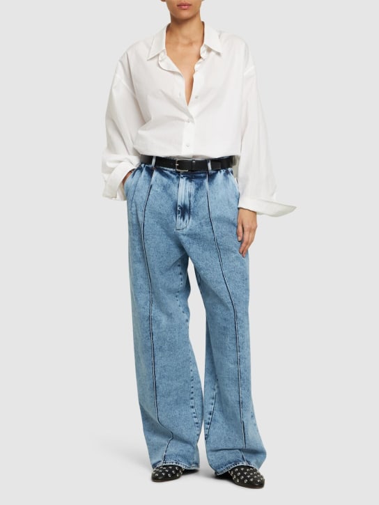 Giuseppe Di Morabito: Cotton denim high rise wide jeans - Mavi - women_1 | Luisa Via Roma