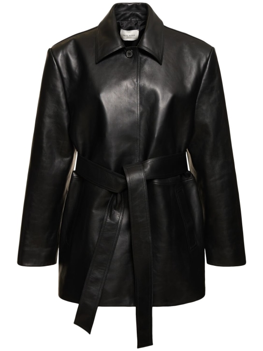 Magda Butrym: Leather belted jacket - Black - women_0 | Luisa Via Roma
