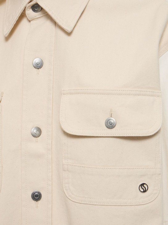 Stella McCartney: 短袖牛仔衬衫夹克 - 淡褐色 - women_3 | Luisa Via Roma