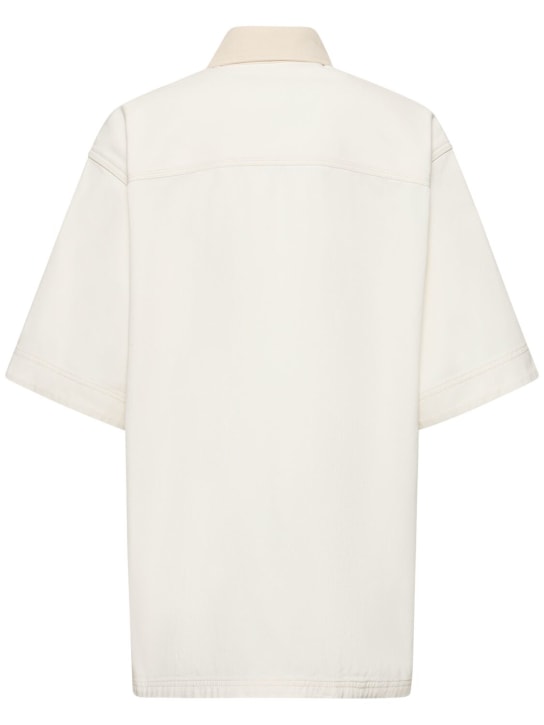 Stella McCartney: 短袖牛仔衬衫夹克 - 淡褐色 - women_4 | Luisa Via Roma