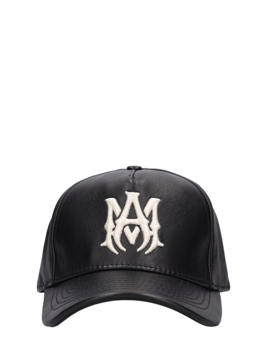 Amiri: Cappello baseball MA in pelle con logo - Nero - men_0 | Luisa Via Roma