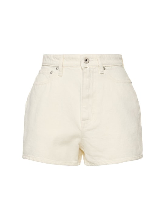 Kenzo Paris: Cotton denim shorts - Beyaz - women_0 | Luisa Via Roma