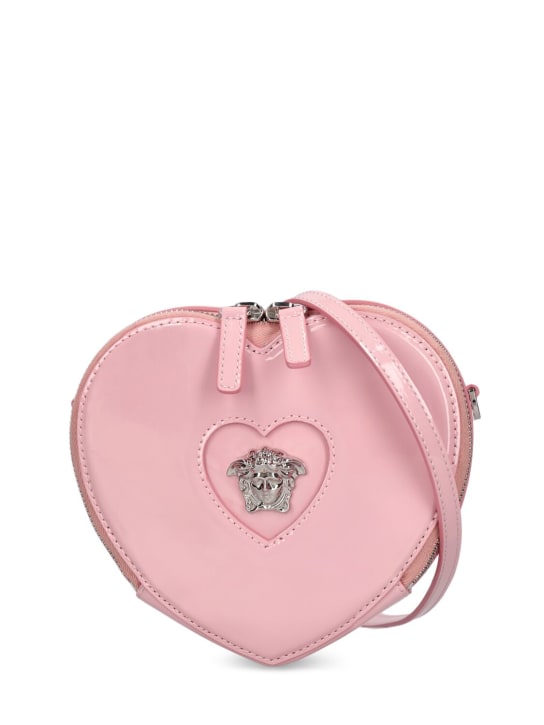 Versace: Leather heart shoulder bag - Pembe - kids-girls_0 | Luisa Via Roma