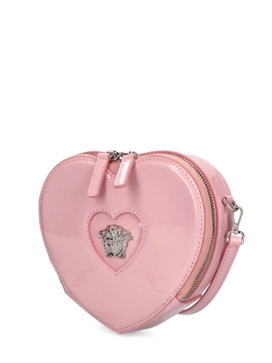 Versace: Leather heart shoulder bag - Pembe - kids-girls_1 | Luisa Via Roma