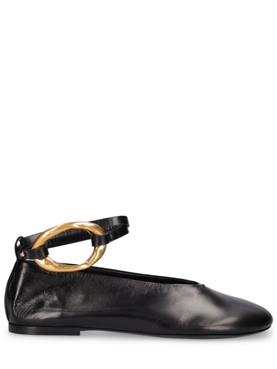 Jil Sander: Chaussures plates en cuir 10 mm - Noir - women_0 | Luisa Via Roma