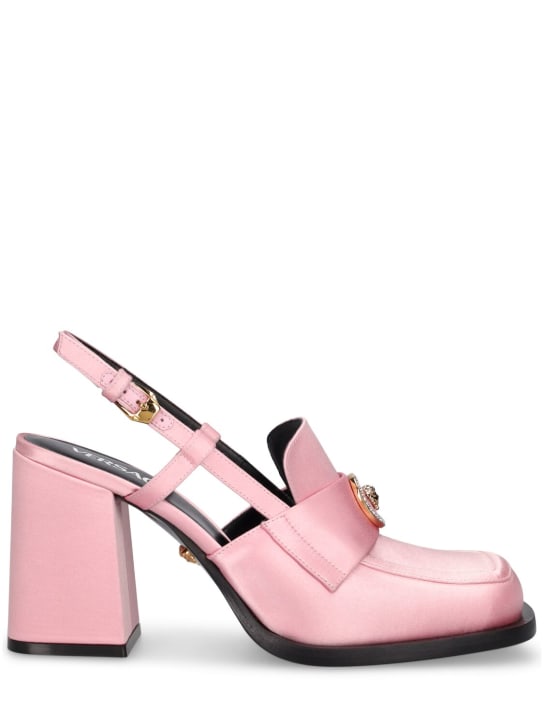 Versace: Zapatos destalonados de satén 85mm - Rosa - women_0 | Luisa Via Roma