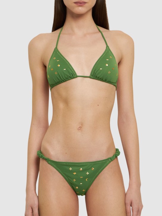 Reina Olga: Bikini a triangolo Scrunchie - Verde - women_1 | Luisa Via Roma