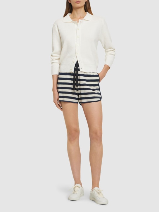 Brunello Cucinelli: Striped cashmere & silk shorts - White/Blue - women_1 | Luisa Via Roma