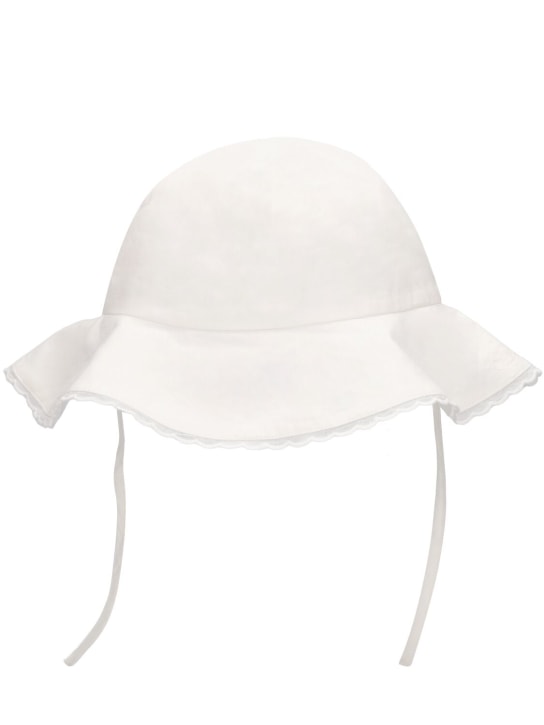 Chloé: Sombrero de sol de algodón - Off-White - kids-girls_0 | Luisa Via Roma