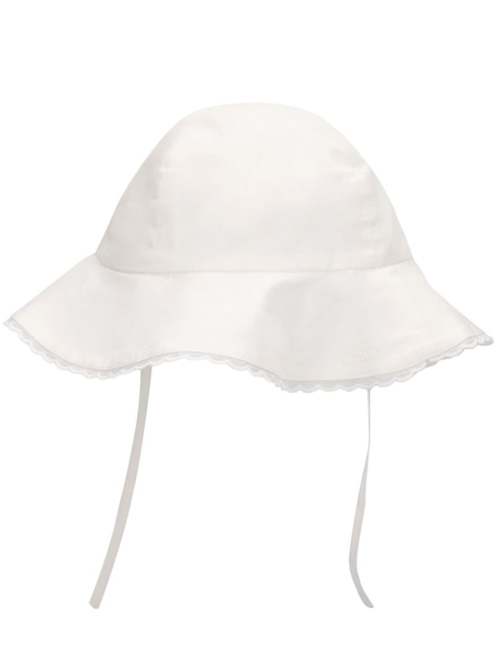 Chloé: Sombrero de sol de algodón - Off-White - kids-girls_1 | Luisa Via Roma