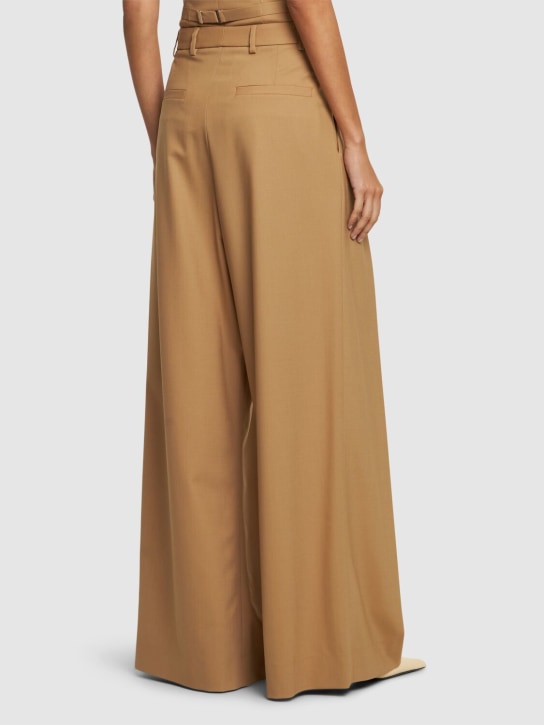 Giuseppe Di Morabito: Stretch wool wide pants - Beige - women_2 | Luisa Via Roma
