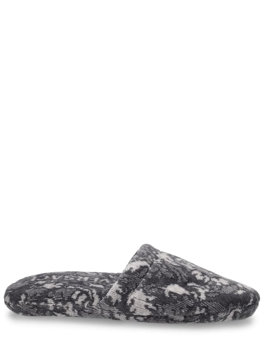 Versace: Barocco Renaissance bath slippers - Anthracite - ecraft_0 | Luisa Via Roma