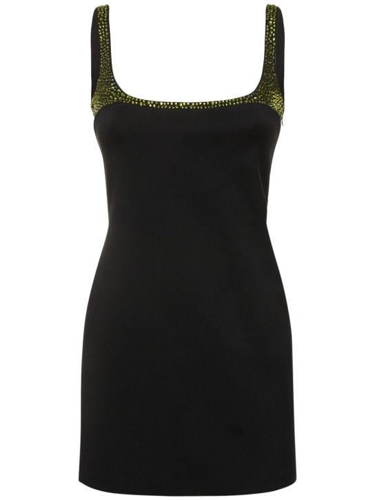 16arlington: Vestido corto de crepé decorado - Negro/Amarillo - women_0 | Luisa Via Roma