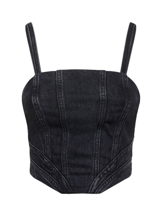 Amiri: Denim corset top - Siyah - women_0 | Luisa Via Roma