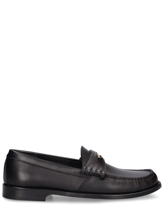 RHUDE: Leather loafers - Black - men_0 | Luisa Via Roma