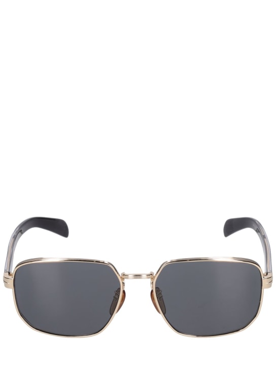 DB Eyewear by David Beckham: Eckige Sonnenbrille aus Metall „DB“ - Gold/Schwarz - men_0 | Luisa Via Roma