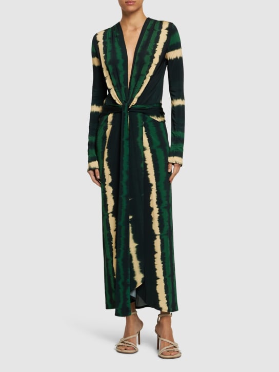 Johanna Ortiz: Mito De Selva tie dye midi dress - Green/Beige - women_1 | Luisa Via Roma