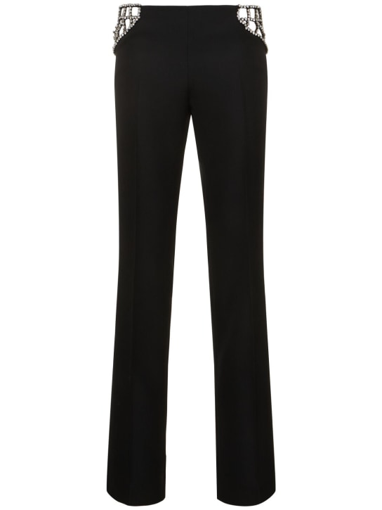 Stella McCartney: Pantalon droit en laine embellie - Noir - women_0 | Luisa Via Roma